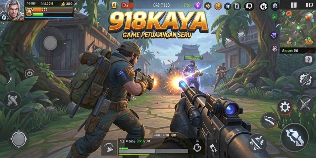 Screenshot gameplay 918KAYA menampilkan aksi seru dalam TPS.