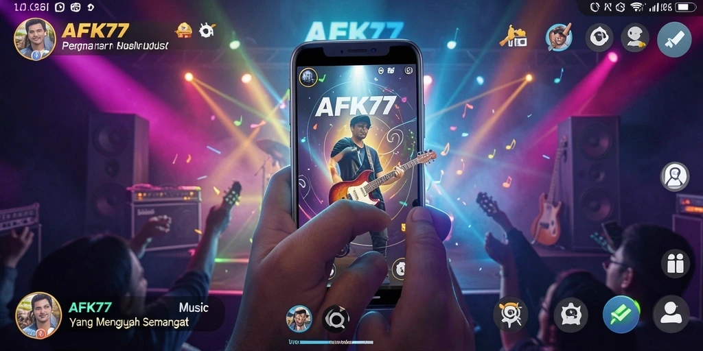 Screenshot AFK77 menampilkan momen seru dalam permainan musik.