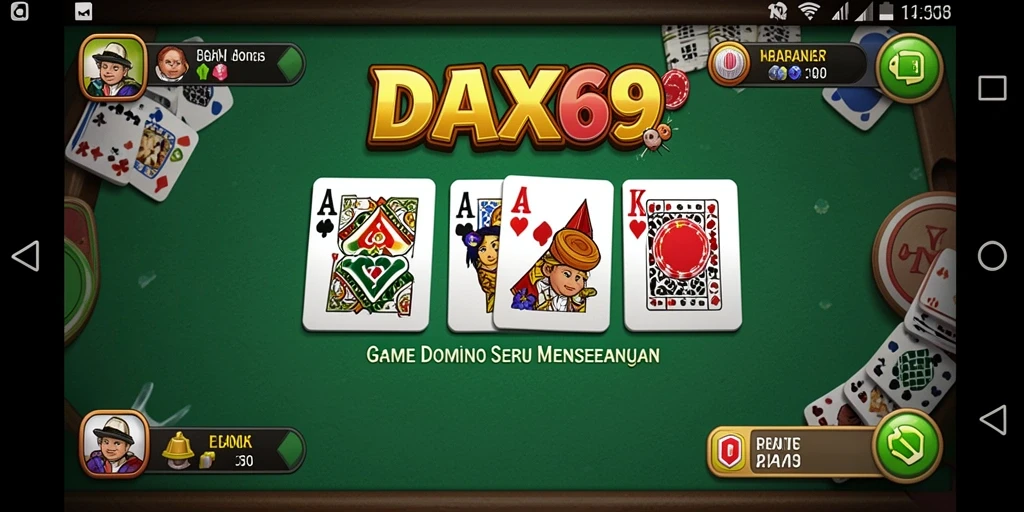 Tangkapan layar DAX69 menampilkan interaksi seru dalam permainan Domino.