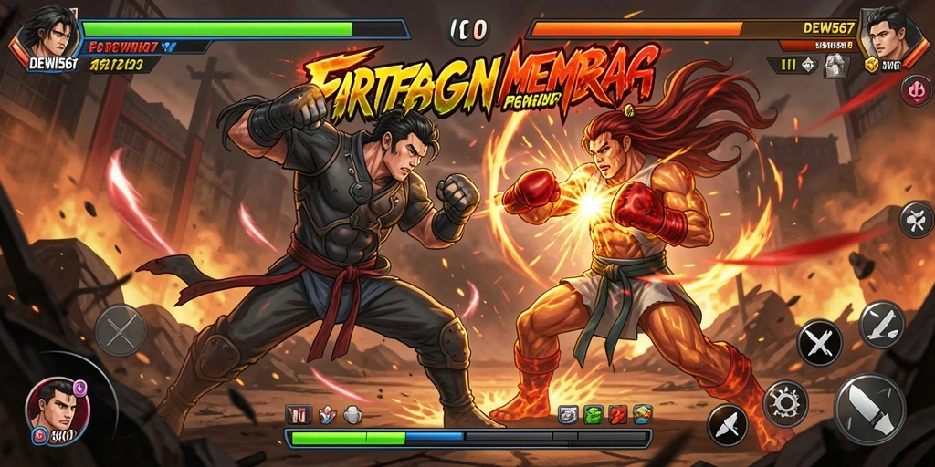 Gameplay DEWI567 yang penuh aksi dalam pertarungan Fighting.