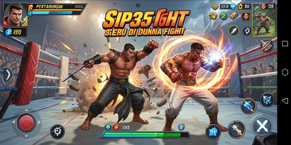 Tampilan dinamis aksi pertarungan dalam game SIP33.