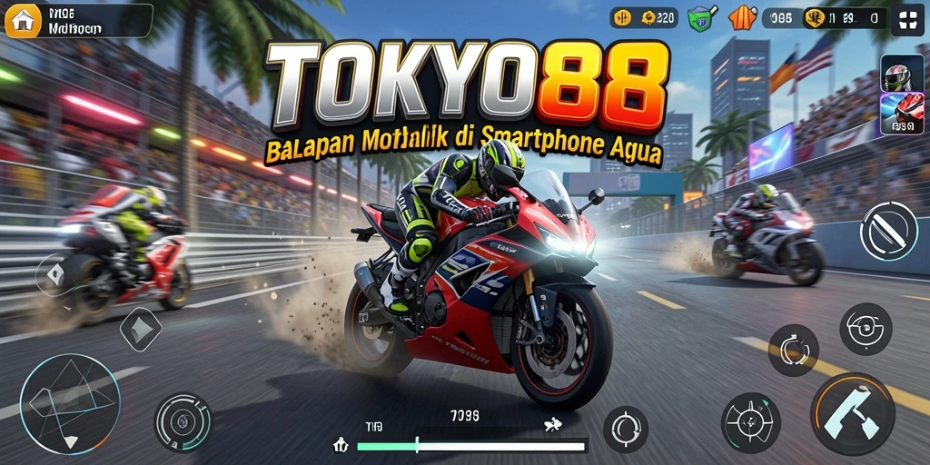 Screenshot menampilkan aksi balapan seru di TOKYO88.